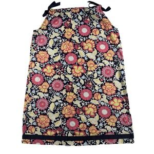 Hanna Andersson Floral Pillowcase Dress Girls 150/12‎ Navy Ribbon Shoulder Ties